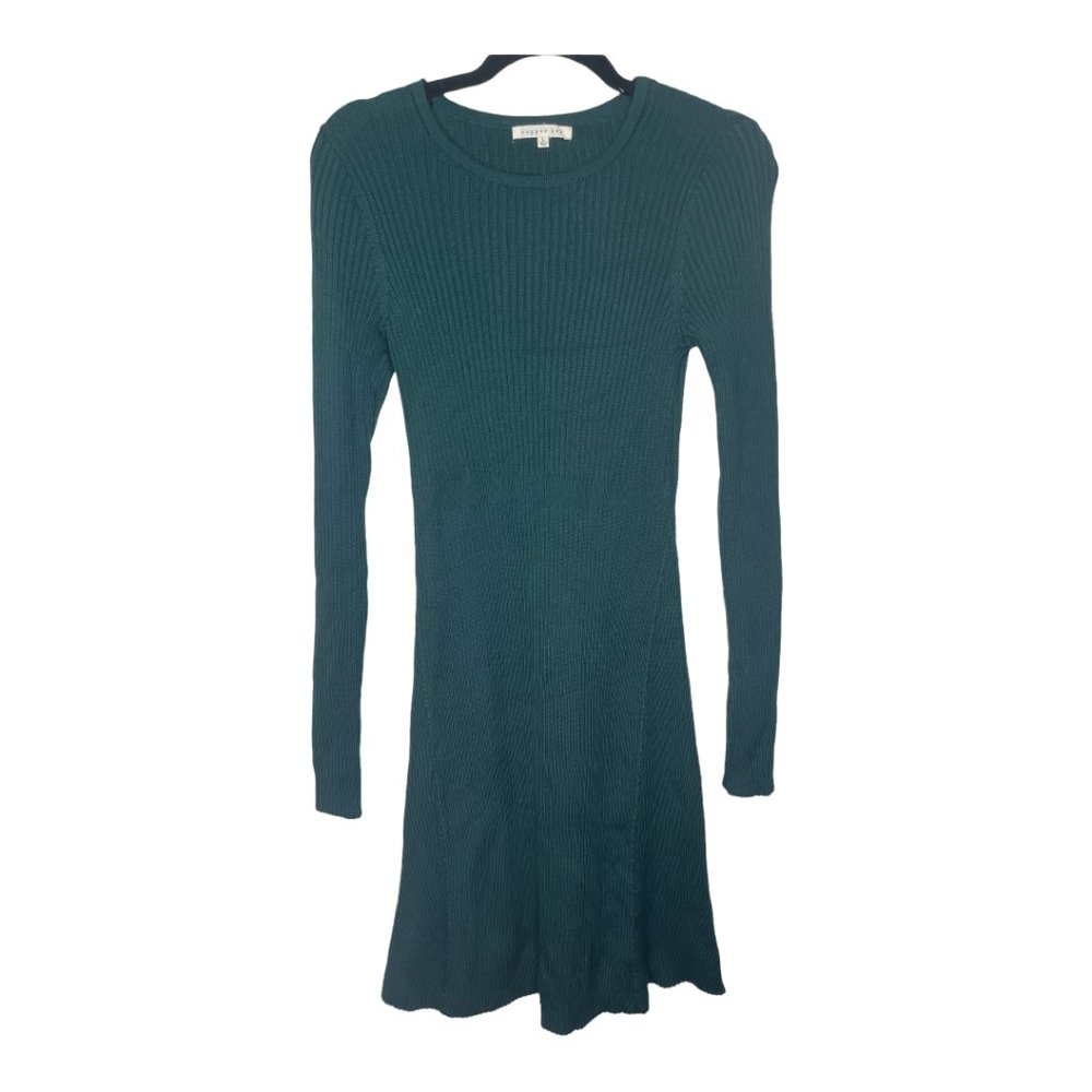 Copper Key Hunter Green Ribbed Long Sleeve Dress | Size L | NWT
